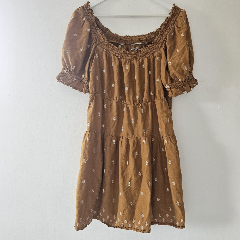 Old Navy Mustard Yellow Floral Embroidered Mini Dress